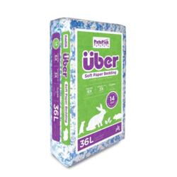 ÜBER Papirstrøelse Blå/Hvid 36 L | Støvfri bundstrøelse til smådyr