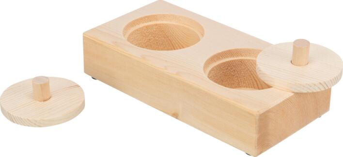 Todelt Snack Box til Kanin | Aktivitetslegetøj i træ
