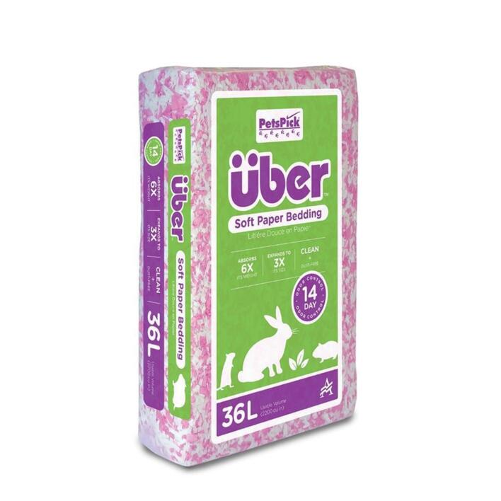 ÜBER Papirstrøelse Pink/Hvid 36 L | Støvfri bundstrøelse til smådyr