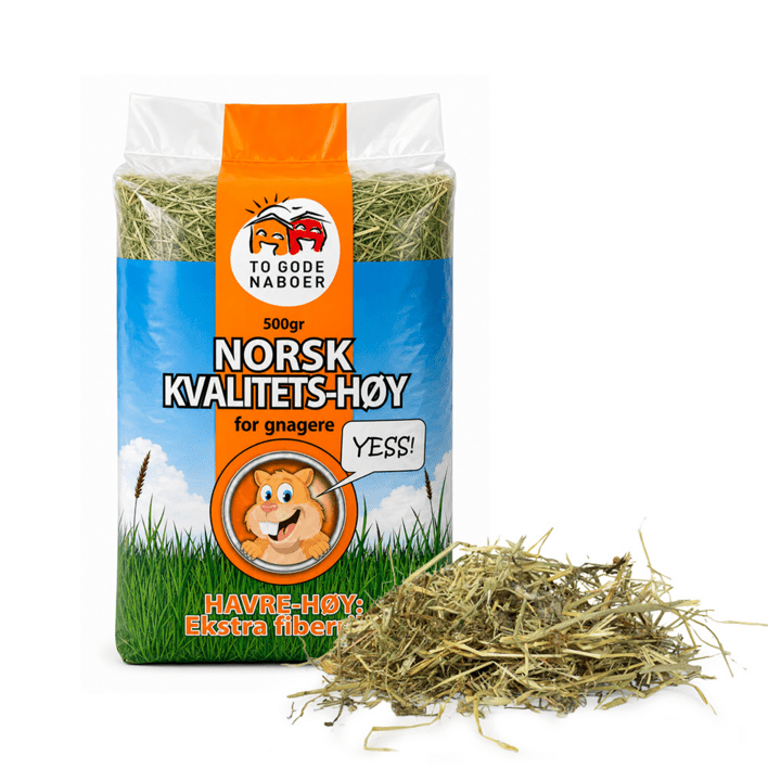 To Gode Naboer havrehø med ekstra fibre (500g) - naturligt gnaverhø