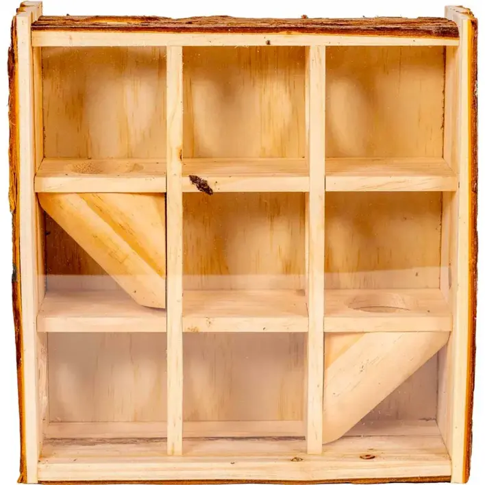 Natural Wooden Play Tower Gnaverlegetøj Aktivitetstårn 29x10x29cm