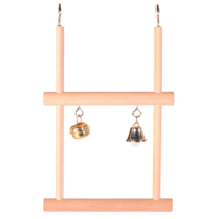 Bird toy Double wooden swing with 2 bells
